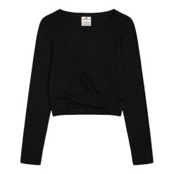 Koszulka Damska Z Zawijanym Przodem. Czarne bluzki damskie CHAMPION, bez wzorów, sportowe, bez kołnierzyka, bez ramiączek. Za 201.99 zł.