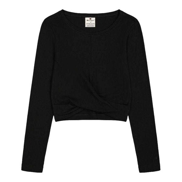 Koszulka Damska Z Zawijanym Przodem. Czarne bluzki damskie CHAMPION, bez wzorów, sportowe, bez kołnierzyka, bez ramiączek. Za 202.99 zł.