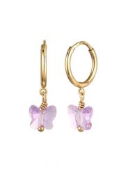 Elli Creolen Schmetterling Glas Kristalle Lila 925 Sterling Silber vergoldet Kolczyki 1 ct Damski. Kolczyki damskie Elli, srebrne. Za 163.99 zł.