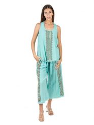 Isla Bonita by SIGRIS Spodnie w kolorze turkusowym rozmiar: XL. Niebieskie bluzki damskie Isla Bonita by SIGRIS, z aplikacjami, z bawełny. Za 154.79 zł.