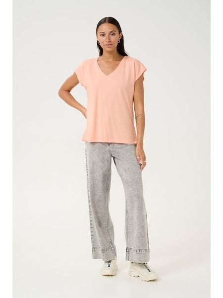 Kaffe Koszulka w kolorze pomarańczowym rozmiar: M. Pomarańczowe bluzki damskie Kaffe, m, bez wzorów, bez kołnierzyka, bez ramiączek. Za 78.99 zł.