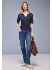 Street One Koszulka w kolorze granatowym rozmiar: 34. Niebieskie bluzki damskie Street One, bez wzorów, street, bez kołnierzyka, bez ramiączek. Za 79.59 zł.