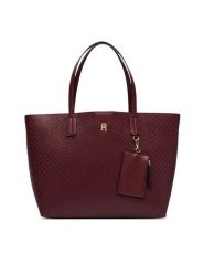 Tommy Hilfiger Torebka Th Icon Tote Mono AW0AW19004 Bordowy. Czerwone torebki klasyczne damskie Tommy Hilfiger, bez wzorów, ze skóry, bez dodatków. Za 699.99 zł.