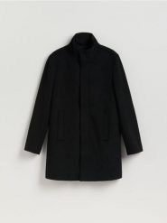 Klasyczny płaszcz z wełną - czarny. Czarne płaszcze męskie Reserved, l, bez wzorów, z tkaniny, klasyczne. Za 459.99 zł.