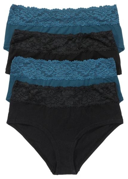 Figi maxi z miękką bawełną (4 pary). Czarne figi damskie bonprix, bez wzorów, z bawełny. Za 64.99 zł.