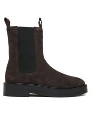 Calvin Klein Sztyblety YW0YW01969 Brązowy. Brązowe botki damskie CALVIN KLEIN, ze skóry, bez obcasa, na płaskiej podeszwie, bez zapięcia. Za 759.99 zł.