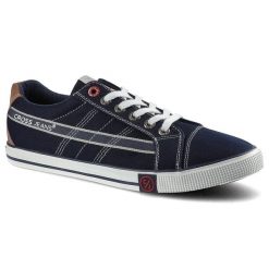 Granatowe Trampki Cross Jeans Męskie Lekkie Buty. Niebieskie trampki i tenisówki męskie Cross Jeans, z aplikacjami, z jeansu, bez zapięcia. Za 74.62 zł.