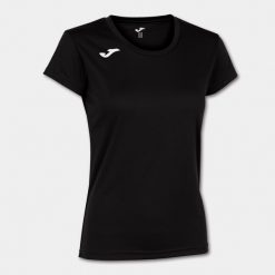 Koszulka do biegania damska Joma Record II z krótkim rękawem. Czarne bluzki damskie Joma, xl, bez wzorów, sportowe, bez kołnierzyka, bez ramiączek. Za 55.99 zł.