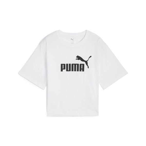 Damska luźna koszulka z logo NO.1 ESS Cropped PUMA. Białe bluzki sportowe damskie Puma, xl, bez wzorów, z bawełny, bez ramiączek. Za 84.00 zł.