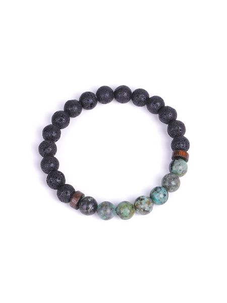 Uomo Bransoletka z kamieniami lawowymi i turkusami rozmiar: onesize. Czarne biżuteria dla mężczyzn Uomo, z turkusem, sztuczne. Za 39.45 zł.