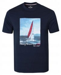 Granatowa Męska Koszulka (T-Shirt) - Pako Jeans - Żaglówka. Niebieskie t-shirty męskie Pako Jeans, l, bez wzorów, z bawełny, bez kołnierzyka. Za 79.00 zł.