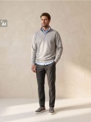 Bawełniana bluza ze stójką i krótkim zamkiem - szary. Szare bluzy bez kaptura męskie Sinsay, l, z bawełny. Za 49.99 zł.