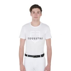 T-shirt slim z logo Equestro. Białe t-shirty męskie EQUESTRO, na lato, m, bez wzorów, z bawełny, bez kołnierzyka. Za 95.90 zł.