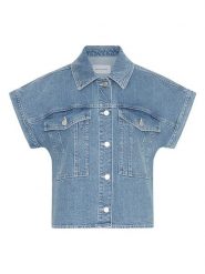 MOSS COPENHAGEN Bluzka dżinsowa w kolorze niebieskim rozmiar: XL. Niebieskie bluzki damskie MOSS COPENHAGEN, xl, bez wzorów, bez kołnierzyka, bez ramiączek. Za 174.84 zł.