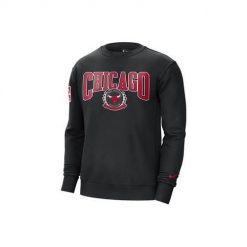 Bluza sportowa męska Nike Nba Chicago Bulls Fleece Courtside. Czarne bluzy bez kaptura męskie Nike, bez wzorów, sportowe, bez kołnierzyka, bez ramiączek. Za 462.00 zł.