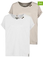 Sublevel Koszulki (2 szt.) w kolorze białym i kremowym rozmiar: XXL. Białe t-shirty damskie Sublevel, xxl, bez wzorów, z bawełny, bez kołnierzyka. Za 60.99 zł.