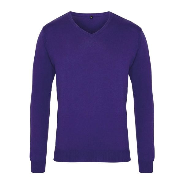 Sweter Męski Z Dzianiny Z Dekoltem V. Fioletowe swetry męskie PREMIER, m, bez wzorów, z dzianiny, bez kołnierzyka. Za 144.99 zł.