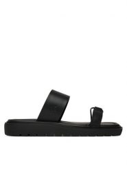 Calvin Klein Jeans Klapki Rope Sandal Soft Lth Mg YW0YW01864 Czarny. Czarne klapki damskie Calvin Klein Jeans, bez wzorów, z jeansu, bez obcasa. Za 439.99 zł.