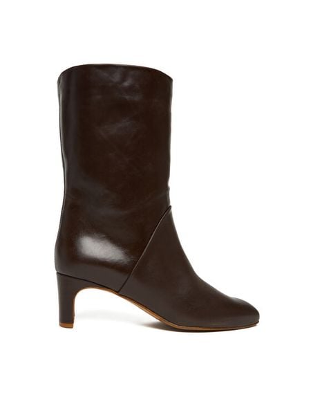 Balagan Botki Adina Brązowy. Brązowe botki damskie BALAGAN, ze skóry, bez obcasa, na słupku, bez zapięcia. Za 799.99 zł.