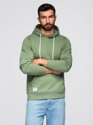 Bluza męska dresowa BASIC kangurka z kapturem - zielona V3 - Rozmiar: XXL. Zielone bluzy z kapturem męskie Ombre Clothing, m, z bawełny. Za 155.99 zł.