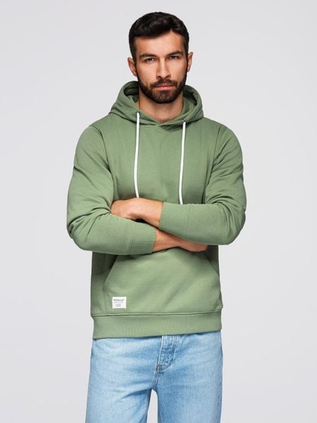 Bluza męska dresowa BASIC kangurka z kapturem - zielona V3. Zielone bluzy z kapturem męskie Ombre Clothing, m, z bawełny. Za 169.99 zł.