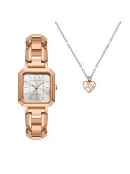 Armani Exchange Zegarek Leila AX7167SET Złoty. Żółte, analogowe zegarki damskie Armani Exchange, złote. Za 749.99 zł.