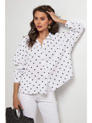 Lin Passion Koszula w kolorze białym rozmiar: 40/42. Białe koszule damskie Lin Passion, bez wzorów, z bawełny, klasyczne, bez kołnierzyka, bez ramiączek. Za 130.99 zł.