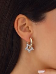 Nakkash Pozłacane kolczyki-kreole z cyrkoniami rozmiar: onesize. Żółte kolczyki damskie Nakkash, z cyrkonią, pozłacane. Za 126.15 zł.