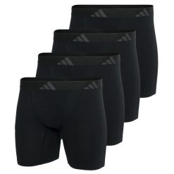 Bokserki Active Flex Cotton Ergonomic 4 pak. Czarne bokserki męskie Adidas, bez wzorów, z bawełny. Za 298.00 zł.