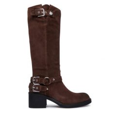 Kozaki Guess. Brązowe kozaki damskie Guess, bez obcasa, na słupku. Za 824.99 zł.