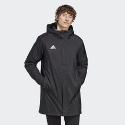 Entrada 22 Stadium Jacket. Czarne szorty męskie Adidas, s, z materiału, do piłki nożnej. Za 382.50 zł.