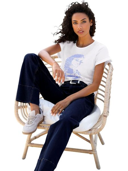 Heine Koszulka w kolorze białym rozmiar: 44. Białe bluzki damskie Heine, bez wzorów, bez kołnierzyka. Za 56.99 zł.