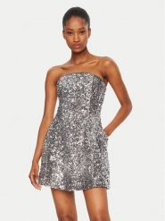 BARDOT Sukienka koktajlowa 59333DB1 Srebrny Slim Fit. Szare sukienki damskie BARDOT, bez wzorów, z syntetyku, wizytowe, bez kołnierzyka, bez ramiączek. Za 529.99 zł.