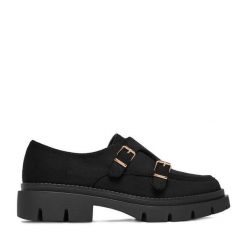 Półbuty JENNY. Czarne półbuty damskie Jenny, bez wzorów, bez obcasa, na płaskiej podeszwie. Za 149.99 zł.