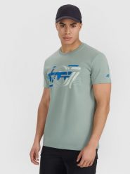 4F T-shirt regular z nadrukiem męski - oliwkowy XXL. Brązowe t-shirty męskie 4f, m, bez wzorów, z bawełny, bez kołnierzyka. Za 59.99 zł.