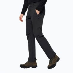 Spodnie softshell męskie Jack Wolfskin Activate XT. Czarne spodnie materiałowe męskie Jack Wolfskin, bez wzorów, z softshellu, sportowe. Za 359.99 zł.