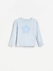 Koszulka z nadrukiem - jasnoniebieski. Niebieskie koszulki dziewczęce Reserved, m, bez wzorów, z bawełny, bez ramiączek. Za 27.99 zł.