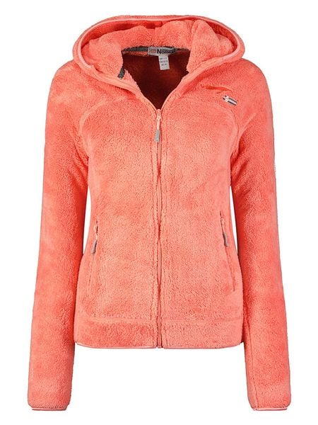 Geographical Norway Kurtka polarowa "Upalood" w kolorze łososiowym rozmiar: L. Pomarańczowe kurtki damskie Geographical Norway, l, bez wzorów, z polaru, bez kaptura. Za 109.26 zł.