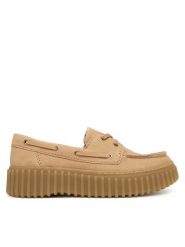 Clarks Półbuty Torhill Boat 26186301 Beżowy. Brązowe półbuty damskie Clarks, bez wzorów, ze skóry, bez obcasa, na płaskiej podeszwie. Za 519.99 zł.
