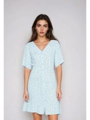 Monki Sukienka w kolorze błękitnym rozmiar: XL. Niebieskie sukienki damskie Monki, na co dzień, xl, bez wzorów, z wiskozy, bez kołnierzyka, bez ramiączek, mini, proste. Za 48.28 zł.