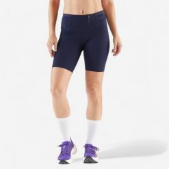 Legginsy do biegania krótkie damskie Kiprun Run 900 Light. Niebieskie legginsy damskie KIPRUN, xs, bez wzorów, z elastanu. Za 99.99 zł.