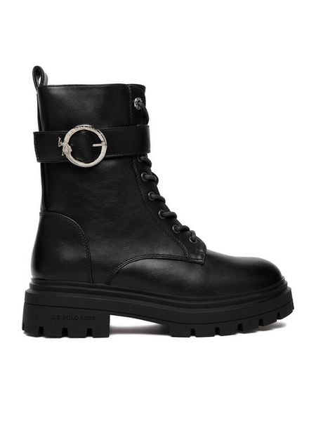 U.S. Polo Assn. Trapery EO-SVETA002W/GY1 Czarny. Czarne trapery damskie U.S. Polo Assn., ze skóry, bez obcasa. Za 329.99 zł.