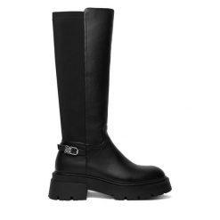 Kozaki Nine West. Czarne kozaki damskie Nine West, bez obcasa, na płaskiej podeszwie. Za 349.99 zł.
