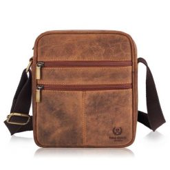 Listonoszka skórzana vintage męska PAOLO PERUZZI T-74-HBR brązowa. Brązowe saszetki męskie Paolo Peruzzi, z bawełny. Za 139.99 zł.