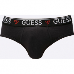 Guess Jeans - Slipy (3-pack). Czarne slipki męskie Guess Jeans, z aplikacjami, z bawełny. W wyprzedaży za 129.90 zł.