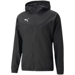 Kurtka męska Puma teamRISE All Weather Jacket. Czarne kurtki męskie Puma, l, bez wzorów, z materiału, sportowe, z kapturem. Za 212.99 zł.