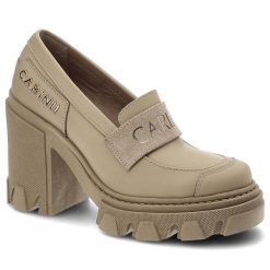 Beżowe Półbuty Carinii Modne Skórzane Buty Damskie. Brązowe półbuty damskie Carinii, bez wzorów, ze skóry, eleganckie, bez obcasa, na słupku. Za 369.00 zł.