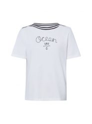 Marc Cain Koszulka Kobiety Bawełna biały, 42. Białe t-shirty damskie Marc Cain, bez wzorów, z bawełny, bez kołnierzyka. Za 549.95 zł.