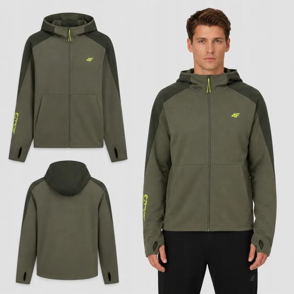 BLUZA MĘSKA 4F DRESOWA ROZPINANA Z KAPTUREM SPORTOWA KOLOR ZIELONY. Zielone bluzy z kapturem męskie 4f, l, z dresówki. Za 147.00 zł.
