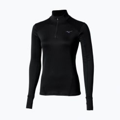 Bluza do biegania damska Mizuno Active Warm Half Zip. Czarne bluzy bez kaptura damskie Mizuno, s, z elastanu. Za 179.99 zł.